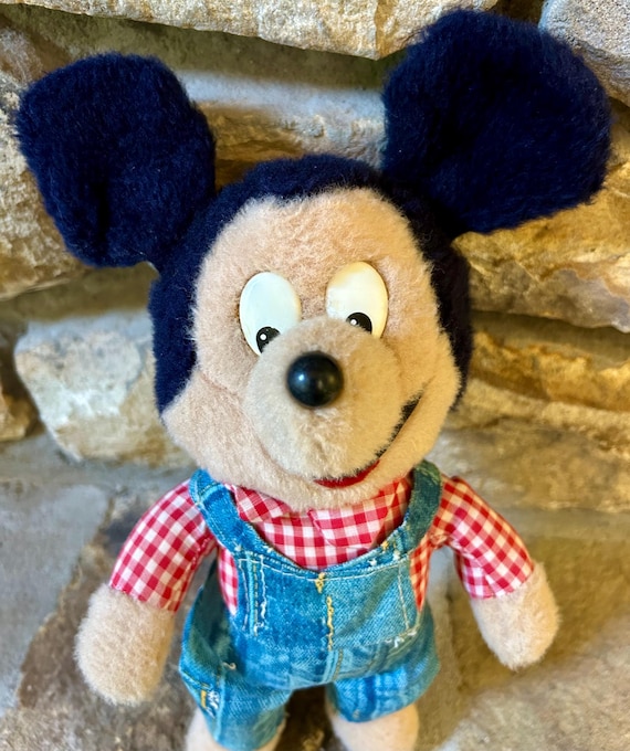 Vintage 1976 Knickerbocker Mickey Mouse in Denim Overalls and