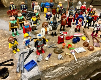 Vintage Lot of Playmobil People Figures, Over 50 pieces, 1990s, Vintage Action Figures, Vintage Toys