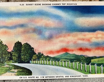 Vintage Postcards - Chimney Top Mountain Scene - Bristol Kingsport TN - Linen Postcards - Nature Scenes Cards - UNUSED - 1960s  Art