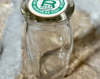 Vintage Glass Milk Bottle, Roy’s Dairy, Rochester, NH., Half-Pint Milk Bottle, 1960s Dairy Bottles, Mid Century Kitchen, MCM Decor Kitchen