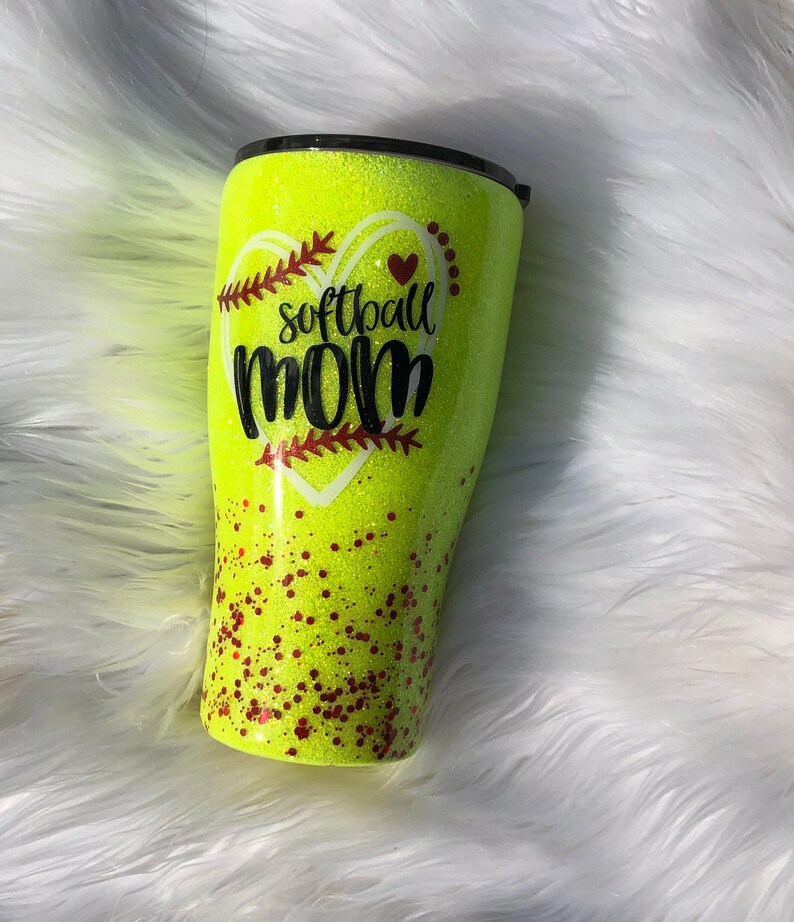 Softball Mom Glitter Tumbler Personalized Softball Cup Etsy Canada