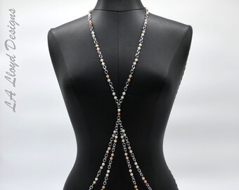 Stainless Steel and Aventurine Double Swing Body Chain