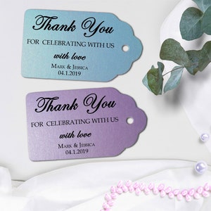 SHIMMER/ Kraft Thank You Tags / Bridal Shower Favor Tags, Classic / Rustic Favor Tags, Wedding Tags, Personalized Gift Tags, Party Tags image 1