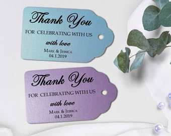 Etiquetas de agradecimiento Shimmer: etiquetas de regalo de boda personalizadas