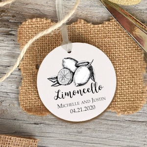 Bomboniere al limone Etichette regalo al limoncello - Etichette per bomboniere per ospiti - Etichette regalo rustiche di ringraziamento - Etichette per bomboniere greche