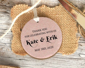 Personalized Shimmer Wedding Favor Tags: Thank You Gift Tags