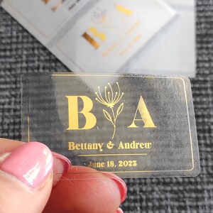 Pegatinas de recuerdo de boda con lámina dorada/Etiquetas de boda doradas/Pegatinas de recuerdo de fiesta nupcial con lámina dorada/Pegatinas de recuerdo de fiesta plateadas/Etiquetas de recuerdo personalizadas