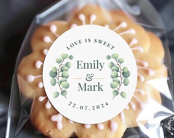 Adesivos de eucalipto para lembrancinhas de casamento: etiquetas de agradecimento personalizadas