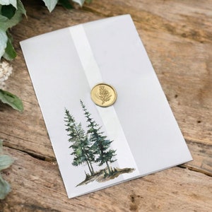 Evergreen Vellum Wrap, 5x7 Vellum Wedding Invitation, Rustic Vellum Jacket, Two Tree Printed Wrap for DIY Invitations, Forest Winter Wedding