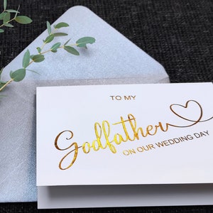 Carta di battesimo in lamina d'oro per il mio padrino, carta sventata d'oro padrino, carta proposta padrino d'oro, carta padrino piegata lamina d'oro