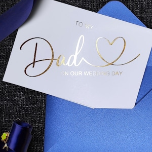 Carte de mariage feuille d'or à mon père, père de carte feuille d'or, carte de remerciement de mariage, carte de papa pliée feuille d'or, cadeau du père de la mariée