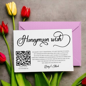 Honeymoon Wish Card QR Code, Honeymoon Wish QR Code, Honeymoon Fund, Wedding Wishing Well Insert, Enclosure Card, Honeymoon Fund QR Code