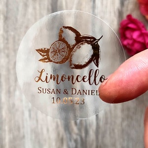 Customized Limoncello Wedding Thank You Favors Stickers Labels/ Gold Foil Wedding Stickers/ Real Gold Foil Thank You Labels Wedding Favor