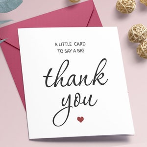 Einfache Dankeskarte, kleine Karte, um ein großes Dankeschön zu sagen, unterstützende Karte für Freund, Schwester, Mama, Papa, Dankeskarte für den besten Freund