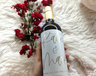 Engagement GOLD Foil Wine Label, Personalized Engagement gift, Wedding gift, Bridal shower gift, Couples gift, Engagement Card, Gift for her