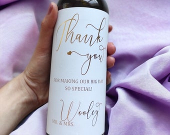 Personalized Gold Foil Thank You Wine Label: Wedding Favor Gift (10x15)