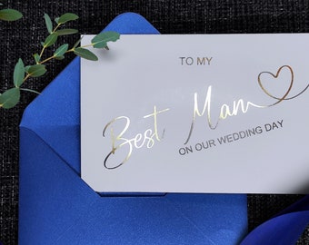 Gold Foil Wedding Card to My Best Man, Gold Foiled Best Man Card, Gold Foil Folded Best Man Card, To My Best Man On Our Wedding Day Card