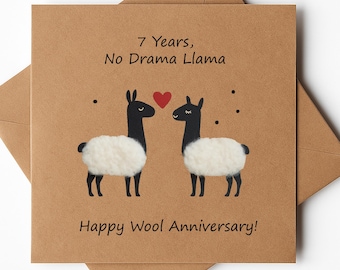 7th Anniversary Card, Wool Anniversary Card, 7 Year Wedding Anniversary Gift With Fun Sheep Pun, Cute Gift For Husband, Him, Wife, Or Her - België