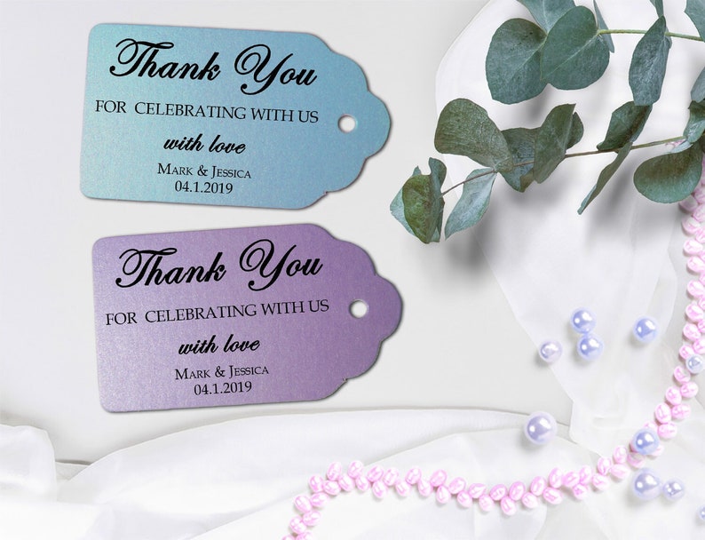 SHIMMER/ Kraft Thank You Tags / Bridal Shower Favor Tags, Classic / Rustic Favor Tags, Wedding Tags, Personalized Gift Tags, Party Tags image 1