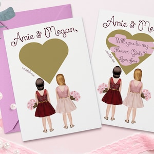Sorelle sarai le mie ragazze di fiori / Custom Flower Girl Scratch Off Card/Twins Flower Girl Proposal Card/ Will You Be My Junior Bridesmaid