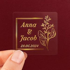 Goldfolie Hochzeits Aufkleber: Quadratische Etiketten für Umschläge