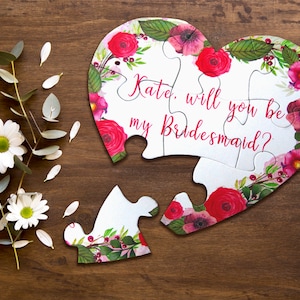 Will You Be My Bridesmaid Puzzle, Heart Puzzle, Bridesmaid Proposal Puzzle, Asking Bridesmaid, Maid of Honor Puzzle, Flower Girl Puzzle