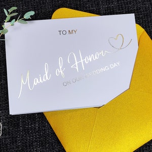 Cartão de casamento em folha de ouro para minha dama de honra, cartão de dama de honra folheado a ouro, cartão de dama de honra dobrado em folha de ouro, para meu cartão de madrinha de honra