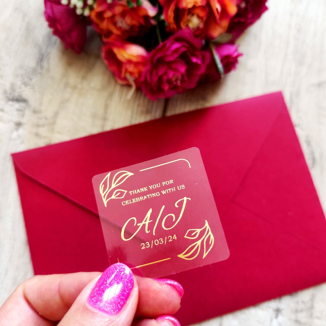 Luxury Wedding Sqaure Gold Foil Label Stickers With Initials Etsy UK
