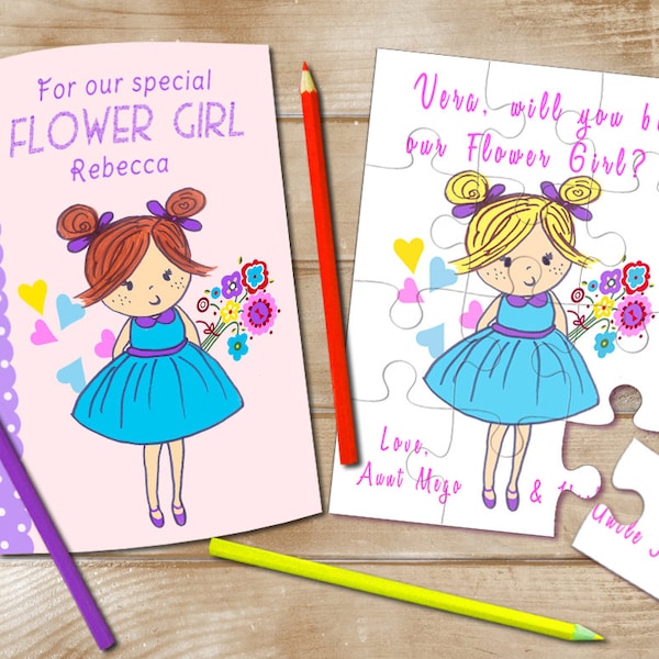 Puzzle personnalisé Flower Girl, Will You Be my Flower Girl puzzle, Flower Girl proposition, Demander à la demoiselle d’honneur, Maid of Honor Invite, Jigsaw