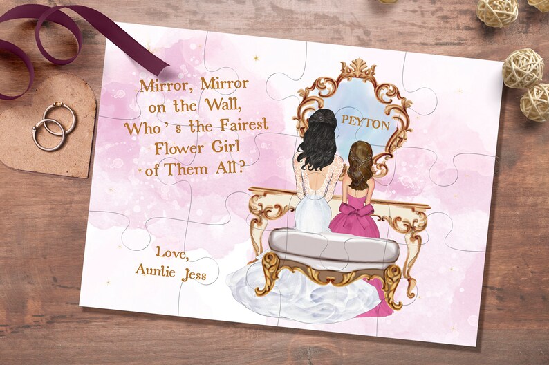 Will You Be Our Flower Girl Puzzle Will You Be My Junior Bridesmaid Puzzle Mirror, Mirror on the Wall Who is the Fairest Flower Girl image 2