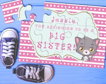 Big Sister Announcement Puzzle: Personalized Pregnancy Reveal Gift