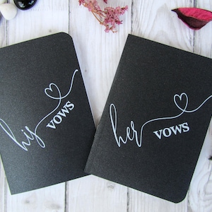 Black Shimmer Vow Books with White Ink, Wedding Vow Books Set of 2,  Wedding Vows keepsake, Wedding Vow Booklets, Bride and Groom Vows