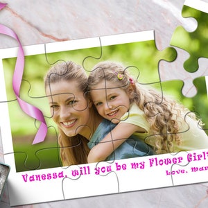 Flower Girl Photo Puzzle Gift: Personalized Proposal image 1