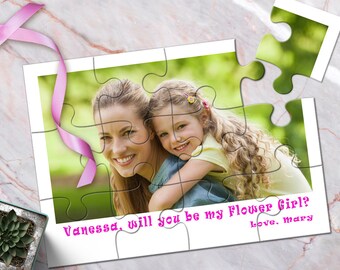 Flower Girl Photo Puzzle Gift, Will You Be Our Flower Girl  Photo Proposal, Photo Puzzle Frame for  Flower Girl Gifts