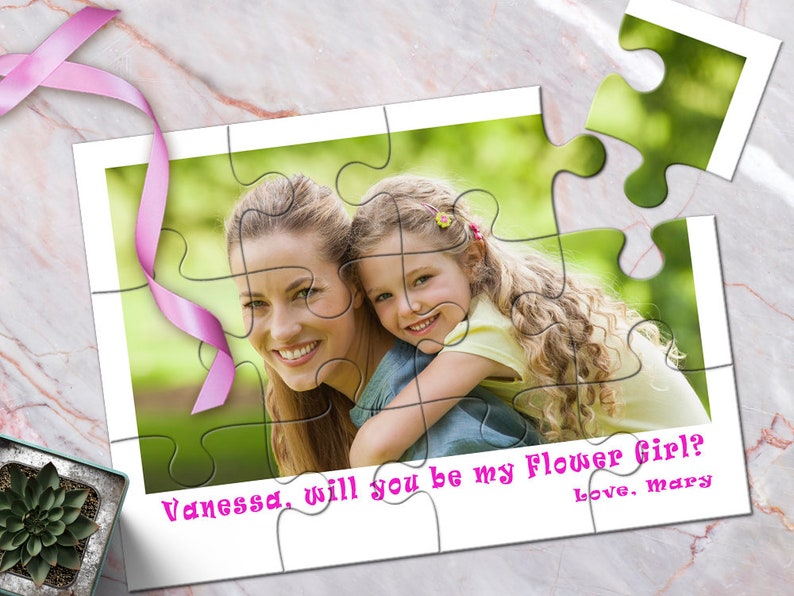 Flower Girl Photo Puzzle Gift: Personalized Proposal image 1