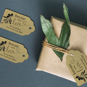 Olive Oil Wedding Favor Tags- Infused with Love Favor Tags- Rustic Thank You Gift Tags - Blush Navy Silver Rose Gold Wedding Favor Tags