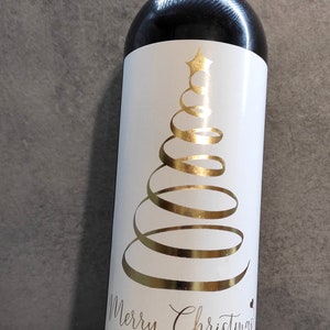 Merry Christmas Wine Label/ Personalised Gold Foil Christmas Wine Label/ Holiday Wine Label/ New Year Gold Wine Bottle Label/ Christmas Gift