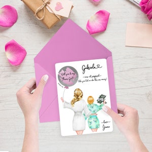 Gratta le carte di proposta "Will you be my Flower Girl" / Illustrazione della carta di proposta di Flower Girl / Now Act Surprised Flower Girl Card