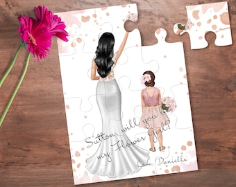 Junior Bridesmaid Gift Ideas- Will You Be Our Flower Girl Puzzle- Will You Be My Junior Bridesmaid Puzzle - Flower Girl Favor