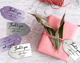 Personalized Wedding Favor Tags: Shimmer Cardstock Thank You Tags