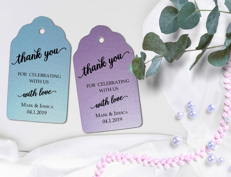 SHIMMER/ Kraft Thank You Tags / Bridal Shower Favor Tags, Classic / Rustic Favor Tags, Wedding Tags, Personalized Gift Tags, Party Tags image 6