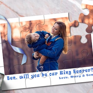 Ring Bearer Photo Puzzle, Serez-vous notre proposition de photo de porteur de bague, Demandez à Ring Bearer, Photo Puzzle Frame pour Ring Bearer