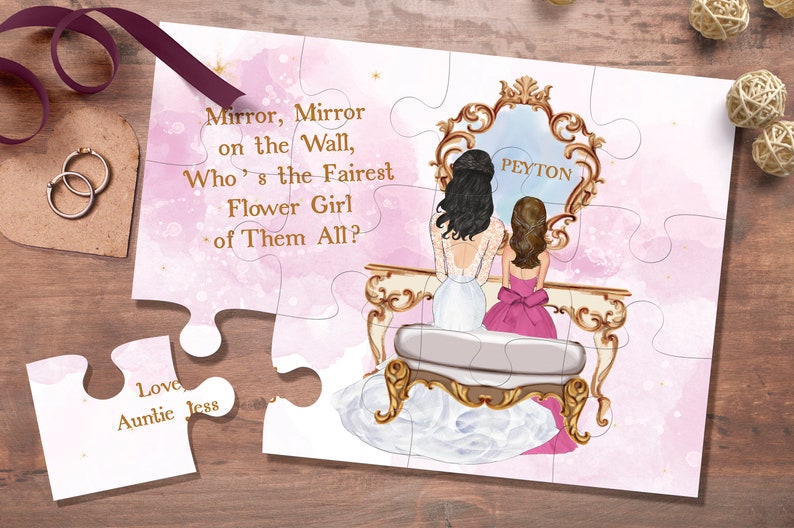 Will You Be Our Flower Girl Puzzle Will You Be My Junior Bridesmaid Puzzle Mirror, Mirror on the Wall Who is the Fairest Flower Girl image 1