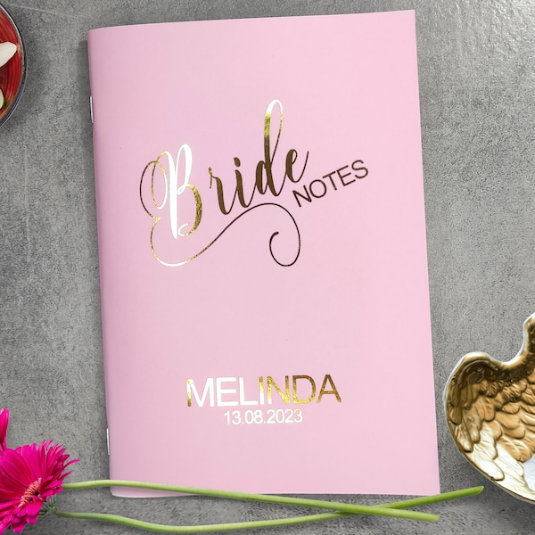 Personalized GOLD Bride Proposal Notebook, My Bride Notes - Cute Wedding Planning A5 Notebooks for Bride to Be, Bridal Party, Bridal Gift