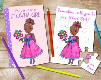 African American Flower Girl Puzzle, Will You Be My Flower Girl Puzzle, Personalized Flower Girl Puzzle Invitation, Asking Flower Girl