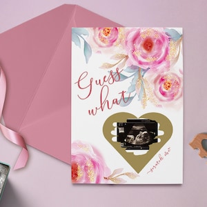 Devinez quelle carte de révélation de grossesse, annonce d'image d'ultrason, carte de révélation de rayure, révélation de grossesse, cadeau d'annonce d'arrivée de bébé
