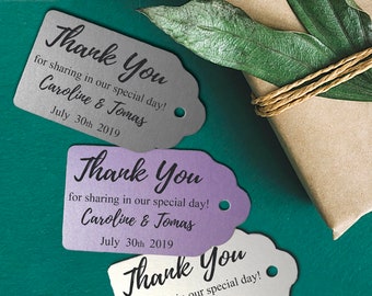 Gepersonaliseerde bedankje Tags - Wedding Thank You Tags - Bedankt voor het vieren van Tags Wedding - Kies kleur en lettertype - Wedding Favor Tags