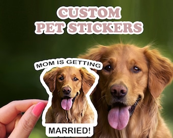 Autocollants personnalisés visage de chien, maman se marie