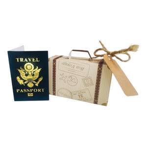 Mini valigia a sorpresa fai da te con gratta e vinci e Mini GOLD USA Passport Reveal Gift Bundle, Sorpresa passaporto viaggio di compleanno, Biglietto gratta e vinci di Natale