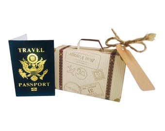DIY Surprise Mini Koffer Kratzer & Mini GOLD USA Passport Reveal Geschenkbund